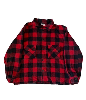 Vintage Mackinaw Red Buffalo Plaid Wool Flannel Jacket Minnesota Woolen - Image 1 of 4