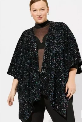 Torrid черный блестками кимоно куртка блестками Ruana один размер плюс размер - Изображение 1 из 4
