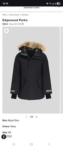 Canada Goose Men Edgewood Parka XS Trim Fur Black Label Colour Black 3408MB - Picture 1 of 6
