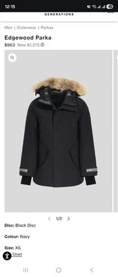 Canada Goose Men Edgewood Parka XS Trim Fur Black Label Colour Black 3408MB - Image 1 of 4