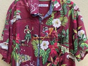 Tommy Bahama Weihnachtsshirt Large Hula Mädchen und Weihnachtsmann trinken Cocktails - Bild 1 von 6