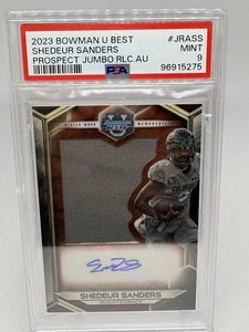 2023 Bowman U Best Shedeur Sanders Prospect Jumbo Auto PSA 9 (E595) - Foto 1 di 5