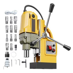 Magnetic Drill 1400W 12500N Mag Drill Press 1.6" Boring Diameter 800RPM 11 Bits - Picture 1 of 12