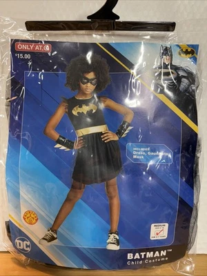BATGIRL HALLOWEEN COSTUME Batman Girl Dress Gauntlet Mask Medium 8-10 NEW - Image 1 of 4