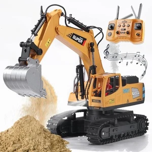 Remote Control Excavator Toys for Boys,16 Channel RC Yellow - Picture 1 of 9