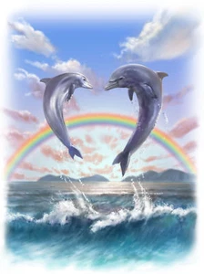 TRANSFER STAMPA MAGLIETTA T-SHIRT FELPA DELFINI IN VOLO - Picture 1 of 1