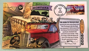 Bevil GFA Greetings From Montana Going-To-The-Sun-Road 2002 FDC Sc 3586 - Picture 1 of 7