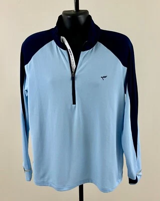 Pullover ZERO RESTRICTION Z425 Para Hombres Talla Mediana Azul 1/4 Cremallera Manga Larga Golf Logo Foto 1 de 4