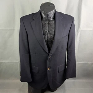 Savile Row 36S Mens Blazer Sport Coat Blue Wool 2-Butt Jacket Gold Metal Buttons - Picture 1 of 13