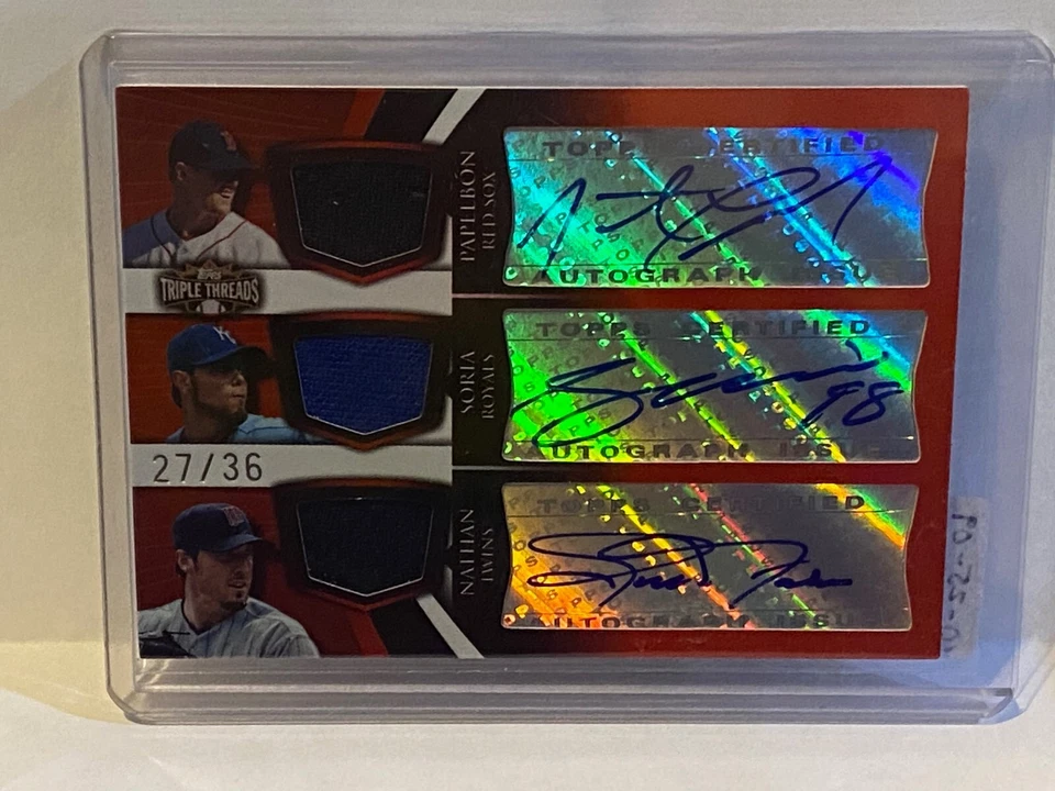 2009 Topps Triple Threads Triple Auto/Jersey Papelbon, Soria, Nathan #'d 27/36 - Image 1 of 1