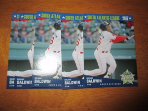 Lot (5) ROLDANI BALDWIN Greenville 2017 South Atlantic League All Star cards SAL