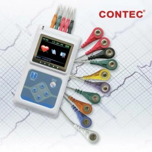 Tragbarer dynamischer 12 Kanal Holter EKG, 24 Stunden EKG Monitor + Sync Software, FDA USA - Bild 1 von 11