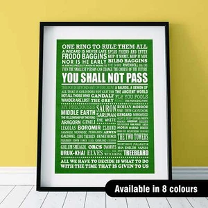 THE LORD OF THE RINGS Typography Print (available in 8 colours) - Picture 1 of 34