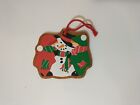 Hallmark Folk Art Snowman Children 1987 Flat Wood Christmas Ornament NO BOX VTG