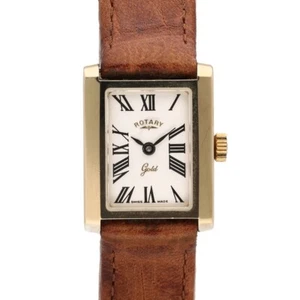 Rotary 9ct Gold Damen 18mm Quarzuhr, Box Papiere - Bild 1 von 8