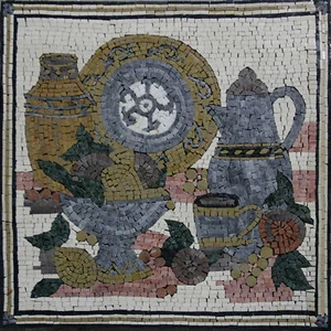 Time Pitcher Fruit Basket Dish Table Top Kitchen Marble Mosaic - Picture 1 of 1