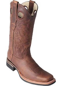 Botas de Vaquero de Rodeo Occidental Los Altos HONEY 2 Puntas Cuadradas Cuero Genuino EE - Imagen 1 de 2