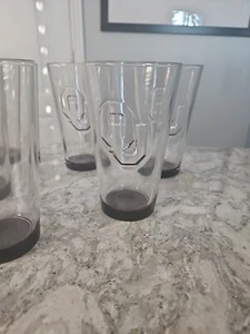 Oklahoma Sooners Drinking Glasses Tumbler Tall Clear 14 Ounce Lot Of 6 - Picture 1 of 7