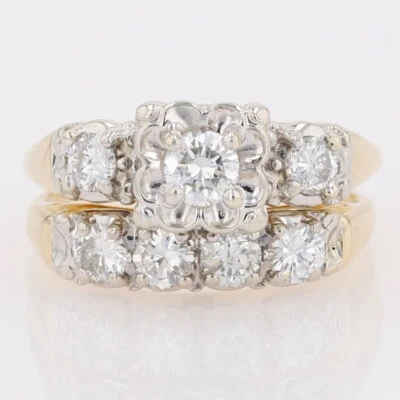 .91ctw Round Cut Diamond Wedding Set Rings 14k Multi-Tone Gold Size 6.25 - Image 1 of 4