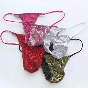 K2086 K208 Mens Micro Bikini String waist String Thong Foiled Metallic Shiny - Picture 1 of 14