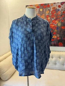 NWT FLAX Designs Linen Shirt Spartan Pullover OCEAN DOT S - Picture 1 of 11