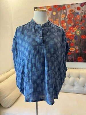 全新带标签 FLAX Designs 亚麻衬衫斯巴达套衫海洋圆点 S — 第 1/4 张图片