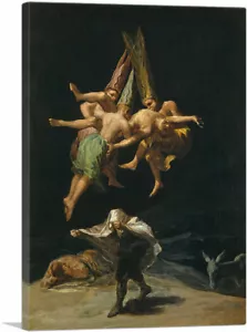 The Witches Flight 1798 Canvas Art Print Francisco de Goya 26"x18" (.75" Deep) - Bild 1 von 11