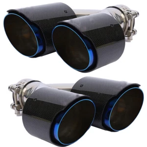Car Dual Exhaust Tip Pipe Stainless Steel Carbon Fiber Muffler Tail Pipe 65-89mm - Bild 1 von 12