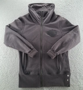 Felpa Harley Davidson con cappuccio uomo grande grigia pelle logo collo imbuto biker - Foto 1 di 12