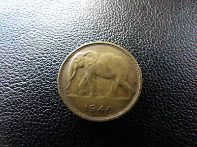 Belgian  Belgium Congo 1946 1 Frank coin African Elephant (16) - Image 1 of 4