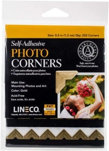 Lineco Gold .5" Self-Adhesive Photo Corners 252/Pkg,Magnetic Sheets & Supplies - Picture 1 of 1