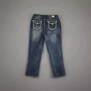 Earl Jeans Women’s 12 Tag 31X26 Actual Capris Denim Cropped Western Embellished - Picture 1 of 15
