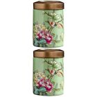 2 Ceramic Tea Leaf Canisters Airtight Storage Jars-