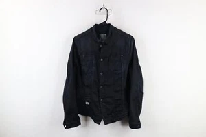 G Star Raw Denim Womens Medium Faded Spell Out Stretch Denim Jean Jacket Indigo - Picture 1 of 15