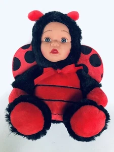 Mega Toys, Ladybug, Red and Black 8" Plush with Baby Doll Face. - Picture 1 of 4