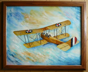Mystery Artist, AVIATION OIL PAINTING 1917 CURTISS JENNY VINTAGE AVIATION ART - Picture 1 of 12