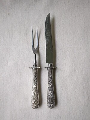 Juego de cuchillos y tenedor de talla S. Kirk And Son Repousse - tenedor de 10 1/8" - 9" Foto 1 de 4