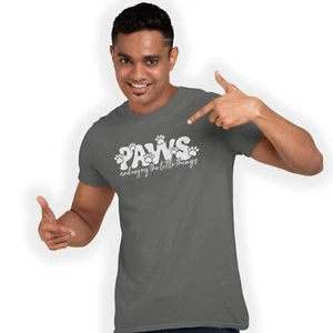 Paws And Enjoy The Little Things T-Shirt Birthday Gift Dogs Fun - Picture 1 of 10