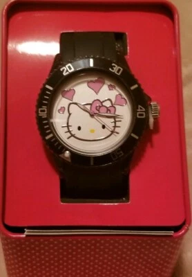 NEW SANRIO HELLO KITTY WHITE SILICONE BAND+SILVER DIAL+PINK HEART - Image 1 of 4