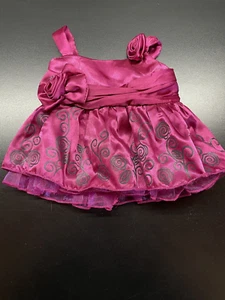 Build A Bear Elegant Dress Purple Pink Rose Black Flowered Clothes Outfit - Picture 1 of 3