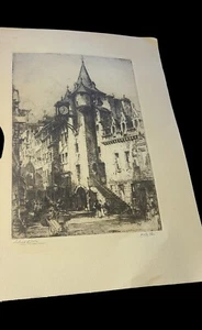 UK Artist HEDLEY FITTON Antique Lithograph Tower of Time Amboise France 16x12 - Picture 1 of 4