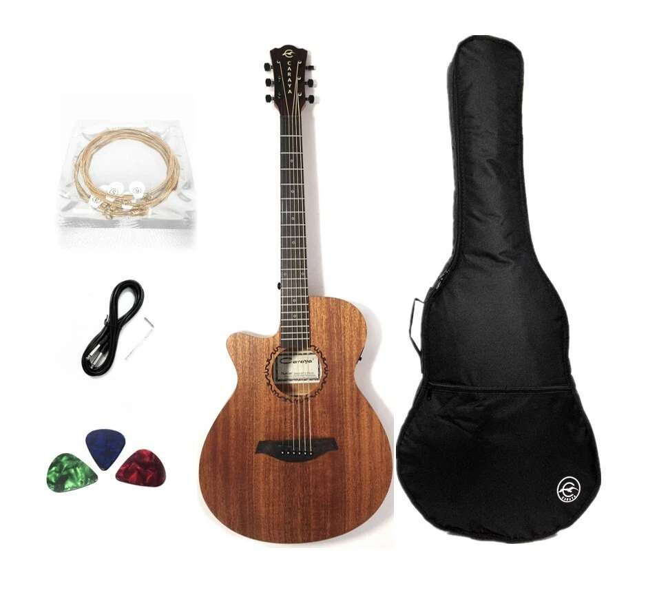 Left-Handed Caraya Safair 40CEQ All Mahogany Thin-body Acoustic Guitar +Free Bag - Image 1 of 4