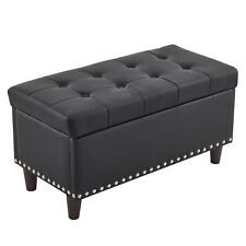 31.5" Storage Ottoman Bench Seat Upholstered Footstool Shoe Bench Bed Stool