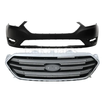 For 2013-2019 Ford Taurus Front Bumper Cover Primed Plastic+Grille Assembly Foto 1 de 4