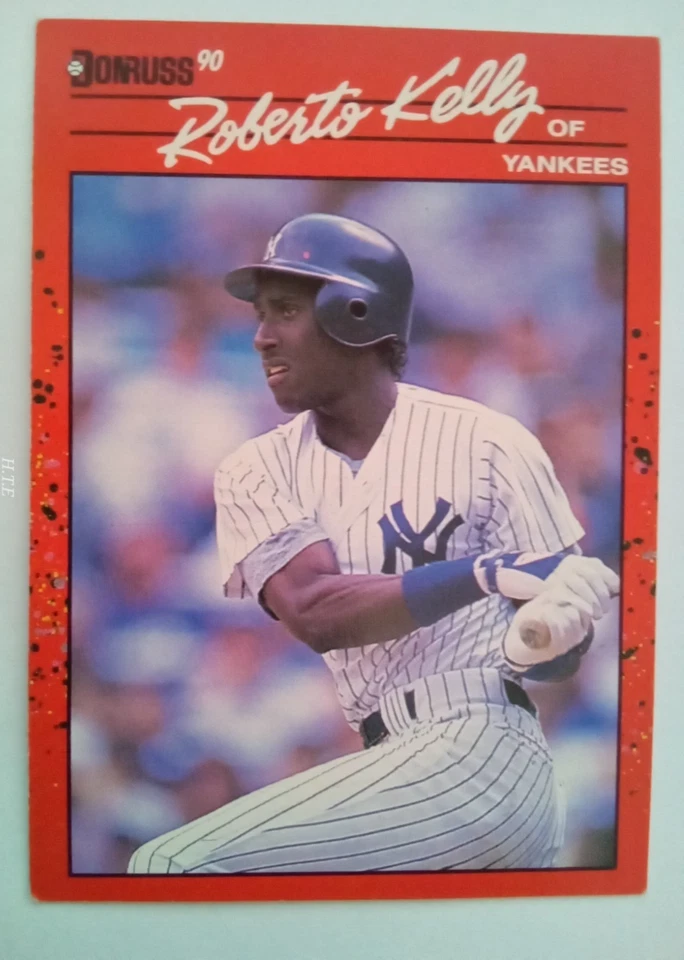 1990 DONRUSS ERROR A PINK DOT ON THE HELMET CARD #192 ROBERTO KELLY YANKEES - Image 1 of 4