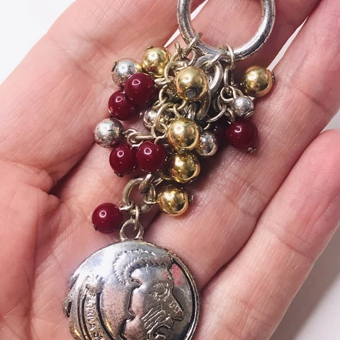 FSU FLorida State University Keychain Clip SIlver Tone Beads Charm Cover