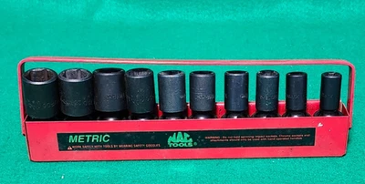 Herramientas MAC 10 piezas Juego de impacto giratorio de enchufe profundo métrico de 3/8" 6 PT 10-19 MM Foto 1 de 4