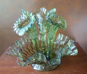 Fenton Daumenabdruck Kolonialgrün 3 Hörner 10" 4 Stück Epergne - Bild 1 von 5