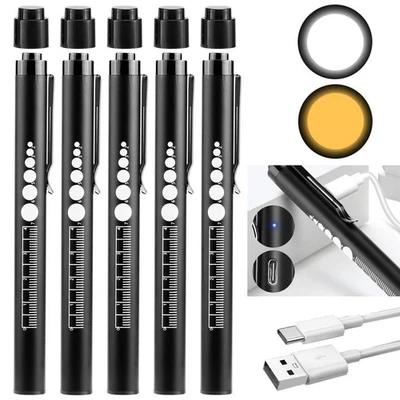 Pupil Gauge Rechargeable EDC LED Flashlight Medical Pen Light f/Doctor Nurse Lot - Image 1 of 4