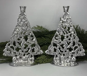 Coppia di portacandele per albero di Natale in fusione di alluminio? Bellissimo alto 10" - Foto 1 di 10